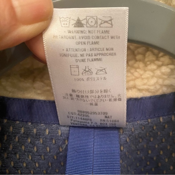 PATAGONIA Kids Ivory Blue Retro-X Sherpa Fleece Zipped Vest Size 12 Yrs-Unisex - Picture 8 of 8